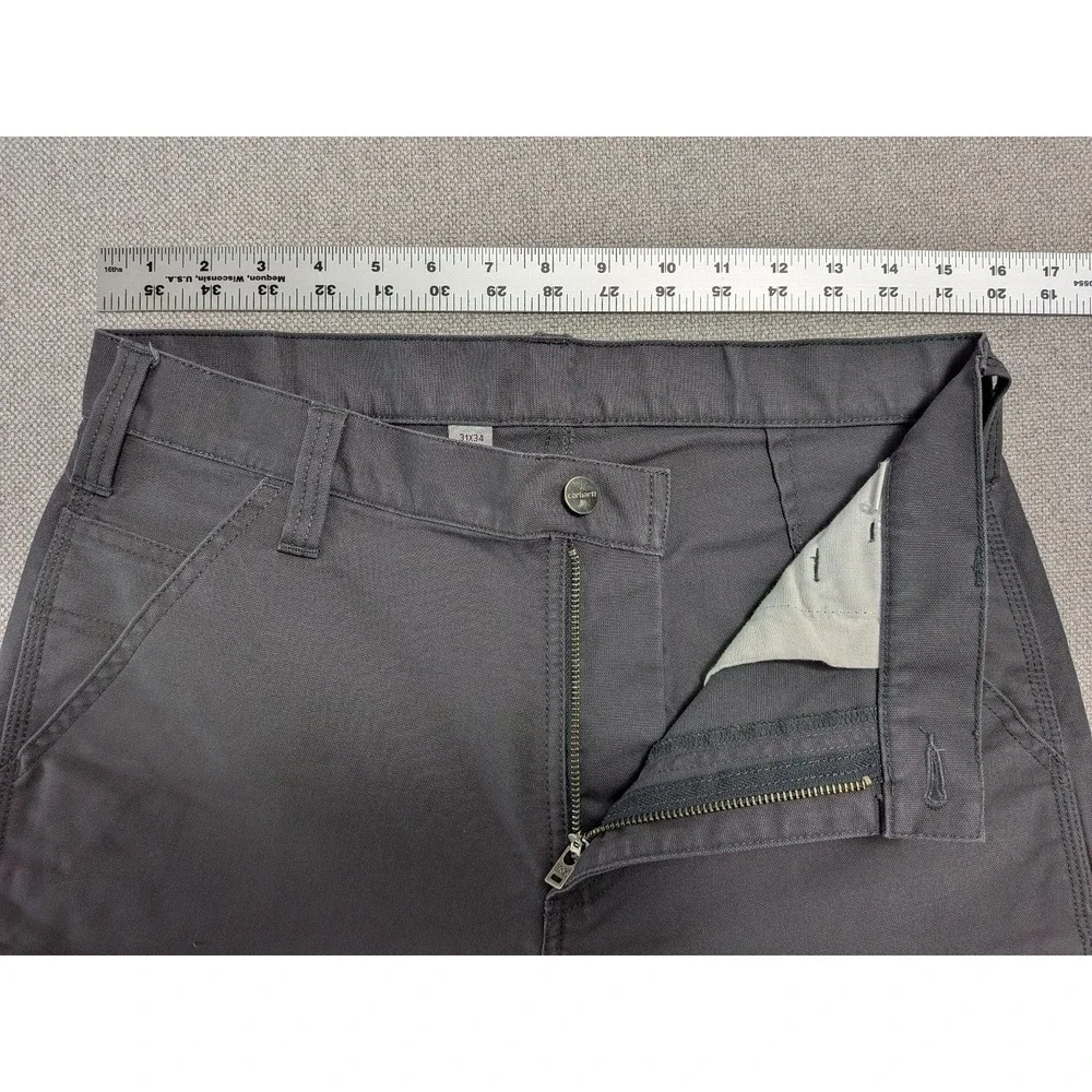 Carhartt Pants Men's Gray 31x34 Cotton Canvas Work Utility Straight Leg Workwear